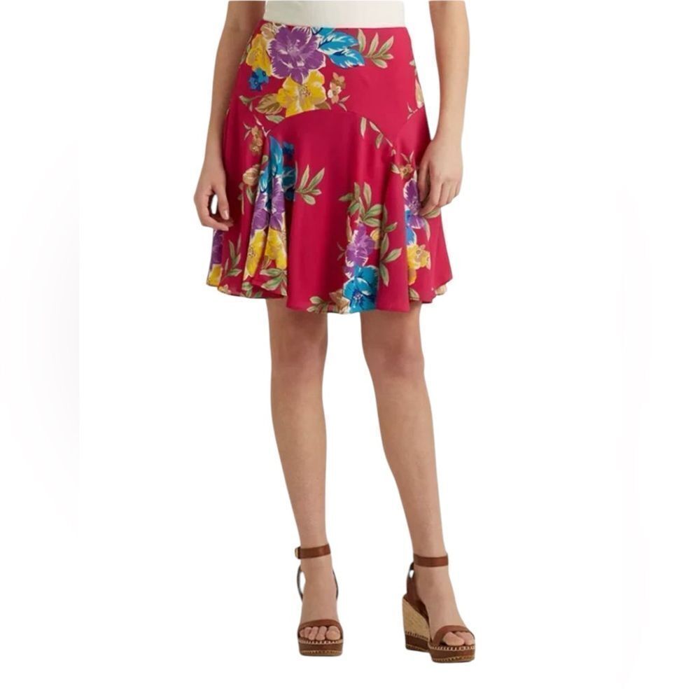 Lauren Ralph Lauren Floral Georgette Pink Skirt Knee Length size 16